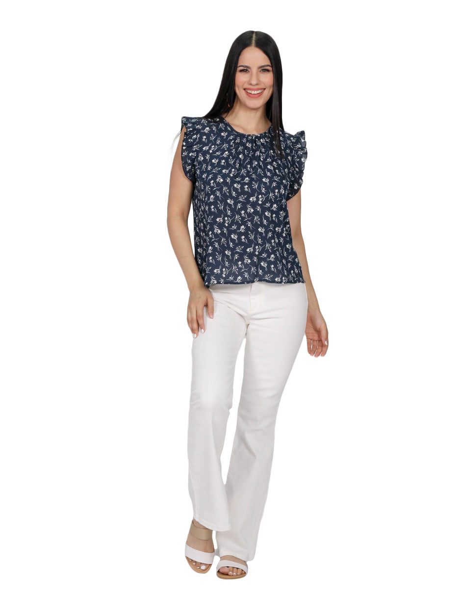 Blusas Para Mujer Bobois Moda Casuales Bodada Con Olanes Blanco N21108 –  BOBOIS