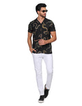 Camisas Hombre Manga Corta Estampada Relaxed Fit Negro B22367