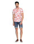 Camisas Para Hombre Bobois Moda Casuales Manga Corta Estampado Hawaianas Regular Fit Coral B21361