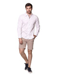 Camisas Para Hombre Bobois Moda Casuales Manga Larga Satinada Formal Slim Fit B31301 Blanco