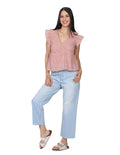 Blusas Para Mujer Bobois Moda Casuales Bodada Con Olanes Palo Rosa N21108
