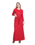 Vestidos Para Mujer Maxi Largo Manga Larga Con Cinto Rojo S23103