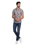 Camisas Para Hombre Manga Corta Estampada Relaxed Fit 4 B22360