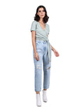 Jeans Para Mujer Bobois Moda Casuales Pantalones de Mezclilla Mom Fit Rotos Blenche V23103