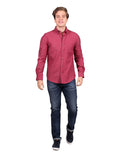 Camisas Para Hombre Bobois Casuales Moda Manga Larga Lisa Slim Fit Rojo B25100