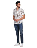 Camisas Para Hombre Bobois Moda Casuales Manga Corta Estampada Hawaiana Playa Relaxed Fit Beige B22356