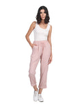 Pantalones Para Mujer Bobois Moda Casuales De Lino Amplio Palo Rosa W21102