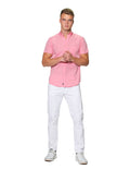 Camisas Para Hombre Manga Corta Lisa Regular Fit B31250 Coral