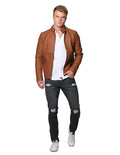 Chamarras Hombre Piel Sintetica Casuales Moda Camel D25112