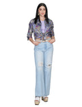 Jeans Para Mujer Bobois Moda Casuales Pantalones De Mezclilla Pierna Amplia Rotos  Unico V21104