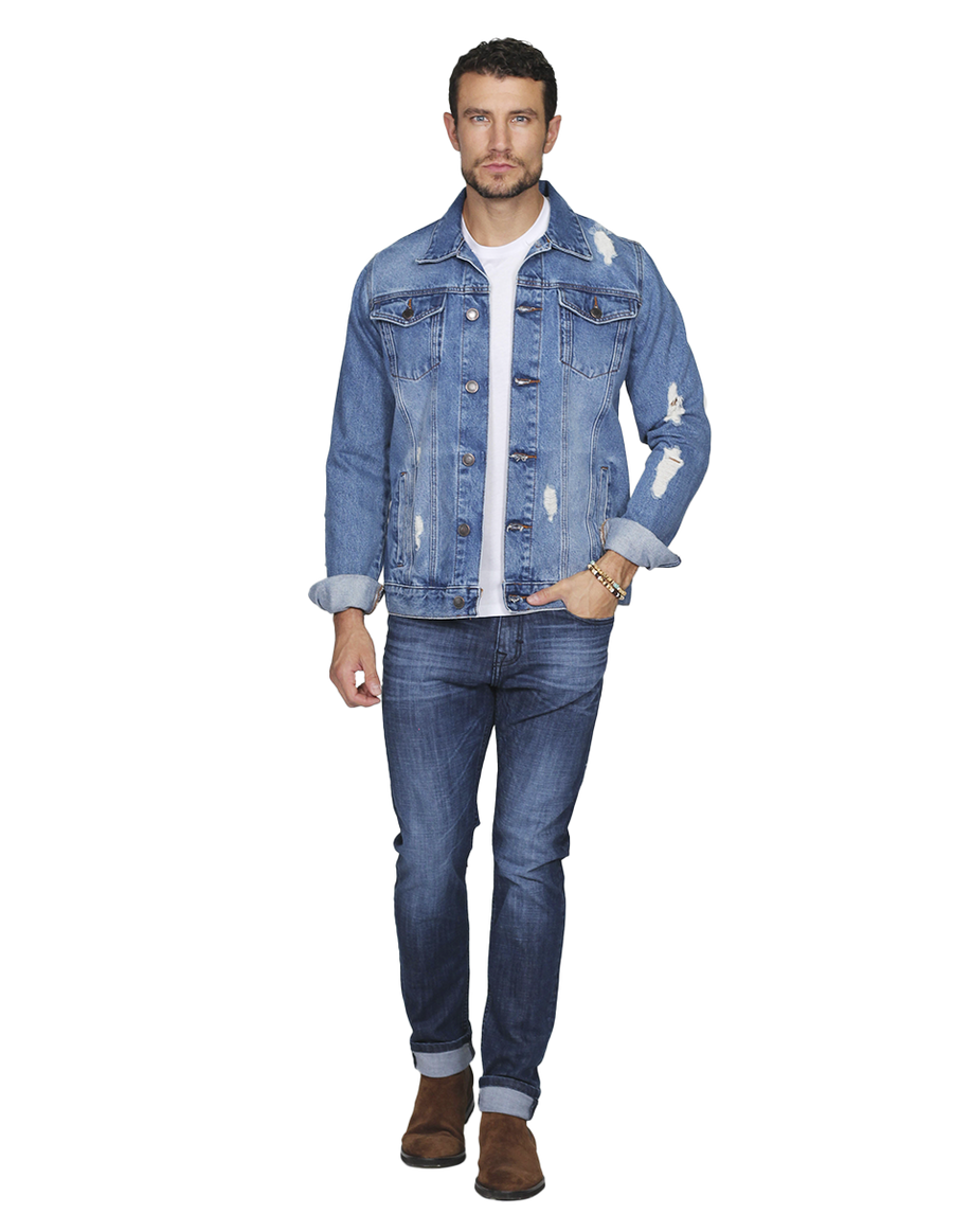 Chamarra de mezclilla discount hombre con estampado