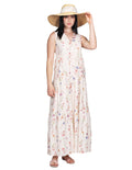 Vestidos Para Mujer Bobois Moda Casuales Maxi Largo Estampado Floral Cuello V De Lino Unico S21106