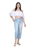 Blusas Para Mujer Bobois Moda Casuales Tipo Crop Top Off Shoulders Manga Amplia Blanco N21113