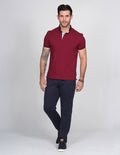 PLAYERAS HOMBRE CASUALES MODA CUELLO MAO CON CARDIGAN VINO A15152