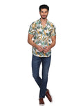Camisas Para Hombre Bobois Moda Casuales Manga Corta Estampada Hawaiana Playa Relaxed Fit Verde B22353