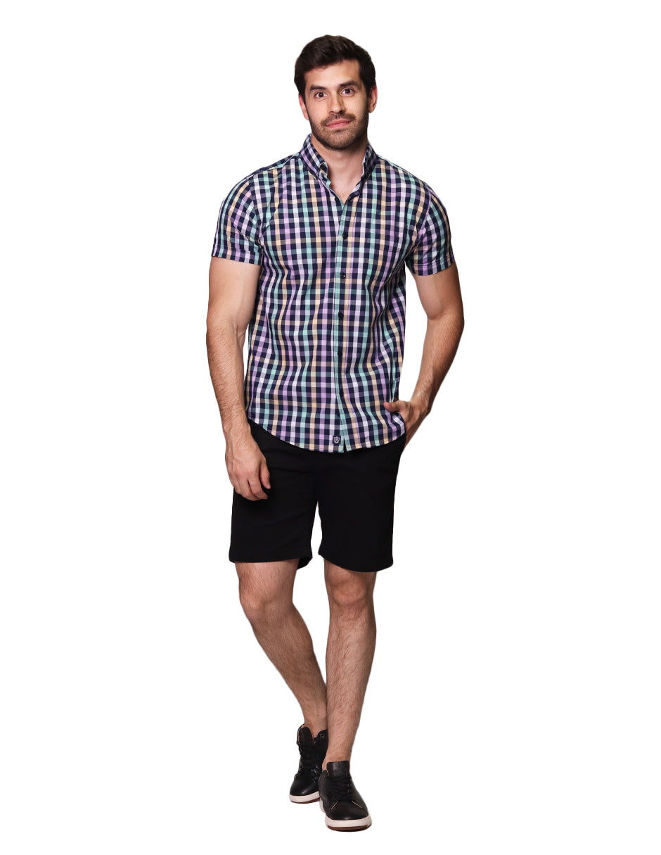 Bermudas Para Hombre Algodon GBCOTST Negro