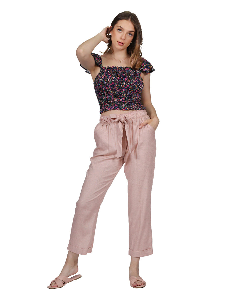 Pantalones Para Mujer Bobois Moda Casuales De Lino Flojos Pierna
