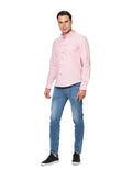 Camisas Para Hombre Manga Larga Lisa Slim Fit B31101 Rosa