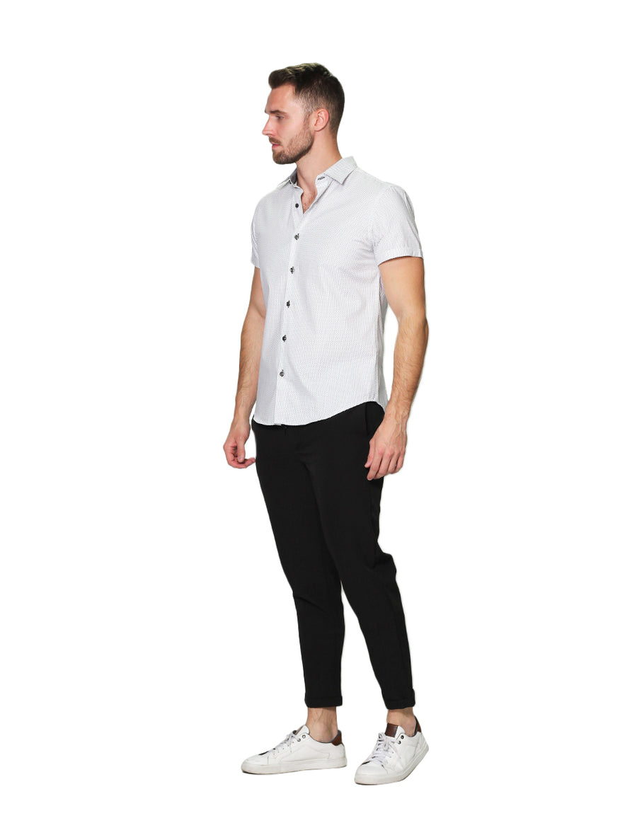 Camisas Para Hombre Bobois Moda Casuales Manga Corta Estampada Algodón Slim Fit B31355 1