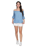 Blusas Para Mujer Bobois Moda Casuales Off Shoulder De Mezclilla Unico N21153
