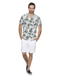 Camisas Para Hombre Bobois Moda Casuales Manga Corta Hawaiana Estampada Playa Relaxed Fit Verde B21396
