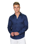 Camisas Para Hombre Manga Larga Satinada Formal Slim Fit B31301 Azul