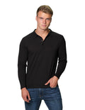 Playeras Hombre Casuales Polo Manga Larga Negro A25403