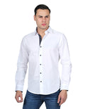 Camisas Para Hombre Manga Larga Vestir Lisa Formal Regular Fit Blanco B25302