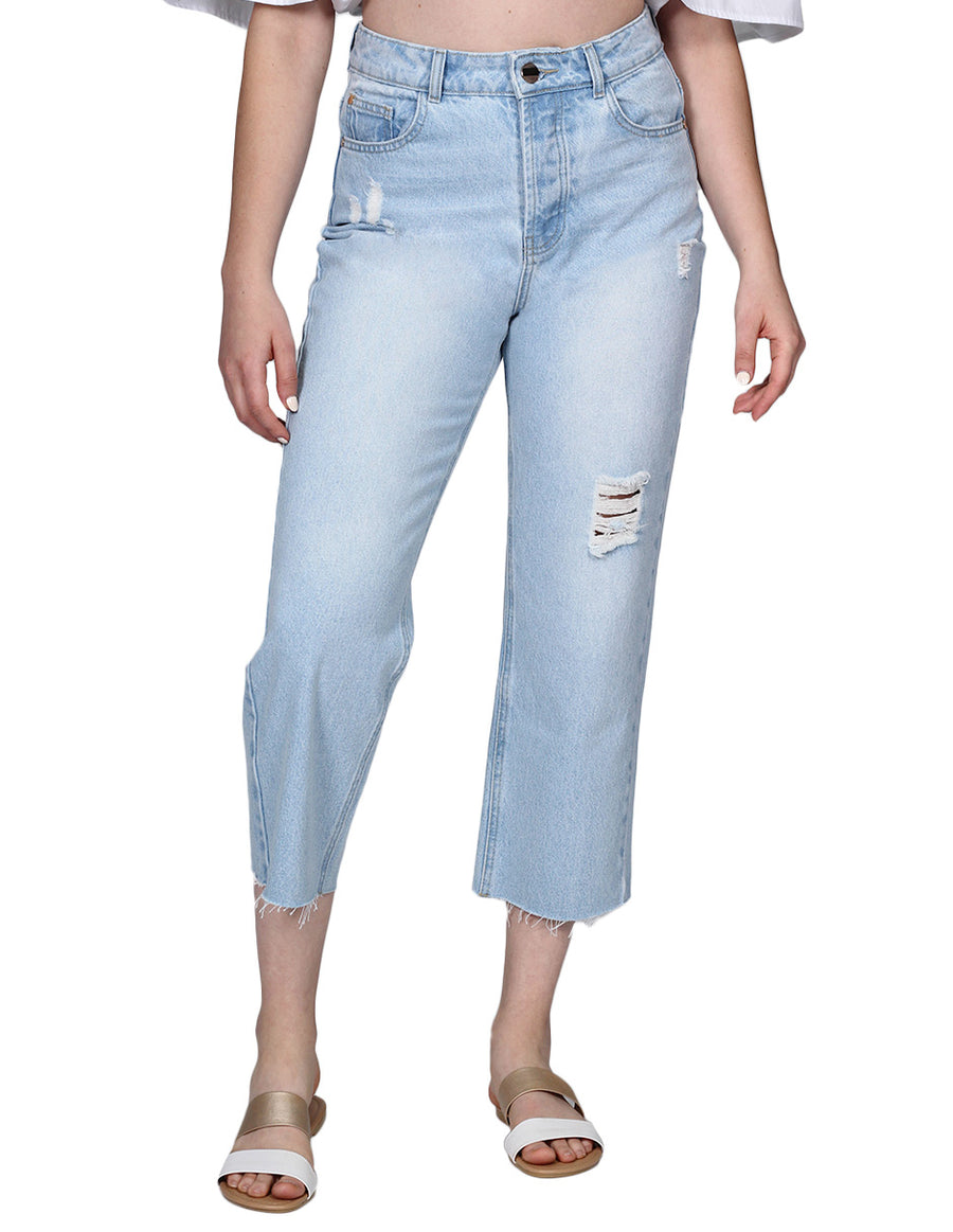 Jeans Para Mujer Bobois Moda Recto Roto Pantalones de Mezclilla –