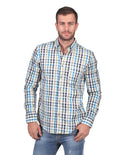 Camisas Para Hombre Manga Larga Estampado Cuadros Regular Fit Olivo B25214