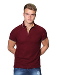 Playeras Hombre Tipo Polo Manga Corta Pique Moda Tinto A25119