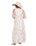 Vestidos Para Mujer Bobois Moda Casuales Maxi Largo Estampado Floral Cuello V De Lino Unico S21106