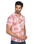 Camisas Para Hombre Manga Corta Estampado Hawaianas Regular Fit Coral B21361