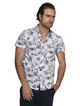 Camisas Para Hombre Bobois Moda Casuales Manga Corta Estampado Hawaianas  Regular Fit Blanco B21357