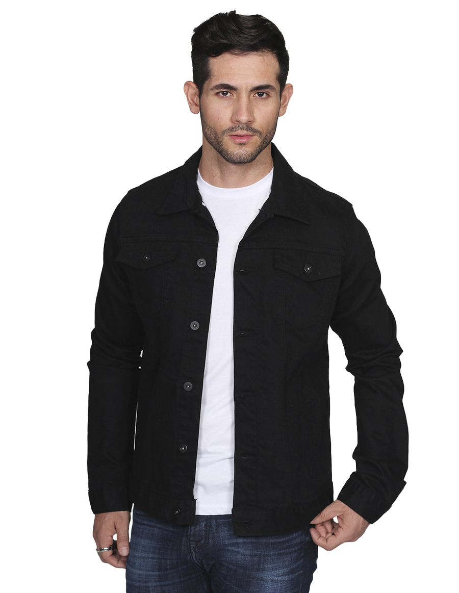Chaqueta de mezclilla hombre negra sale