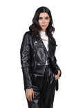 Chamarras Para Mujer De Piel Sintetica Chaqueta Inverno Dama Cierre de Lado Negro Q23204