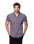 Camisas Para Hombre Manga Corta Cuadros Regular Fit B31255 Lila