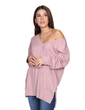 Sueters Para Mujer Cuello V Amplio Comodo Oversize Palo Rosa O13106