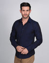 CAMISAS HOMBRE CASUALES MODA MANGA LARGA SATEEN MARINO B15313