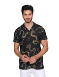 Camisas Hombre Manga Corta Estampada Relaxed Fit Negro B22367