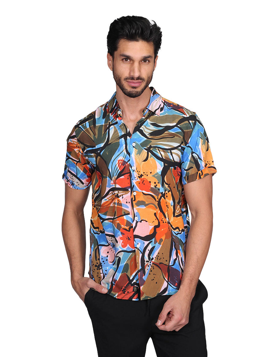 Camisas Para Hombre Bobois Moda Casuales Manga Corta Playa Estampada Hawaiana Relaxed Fit 5 B22351