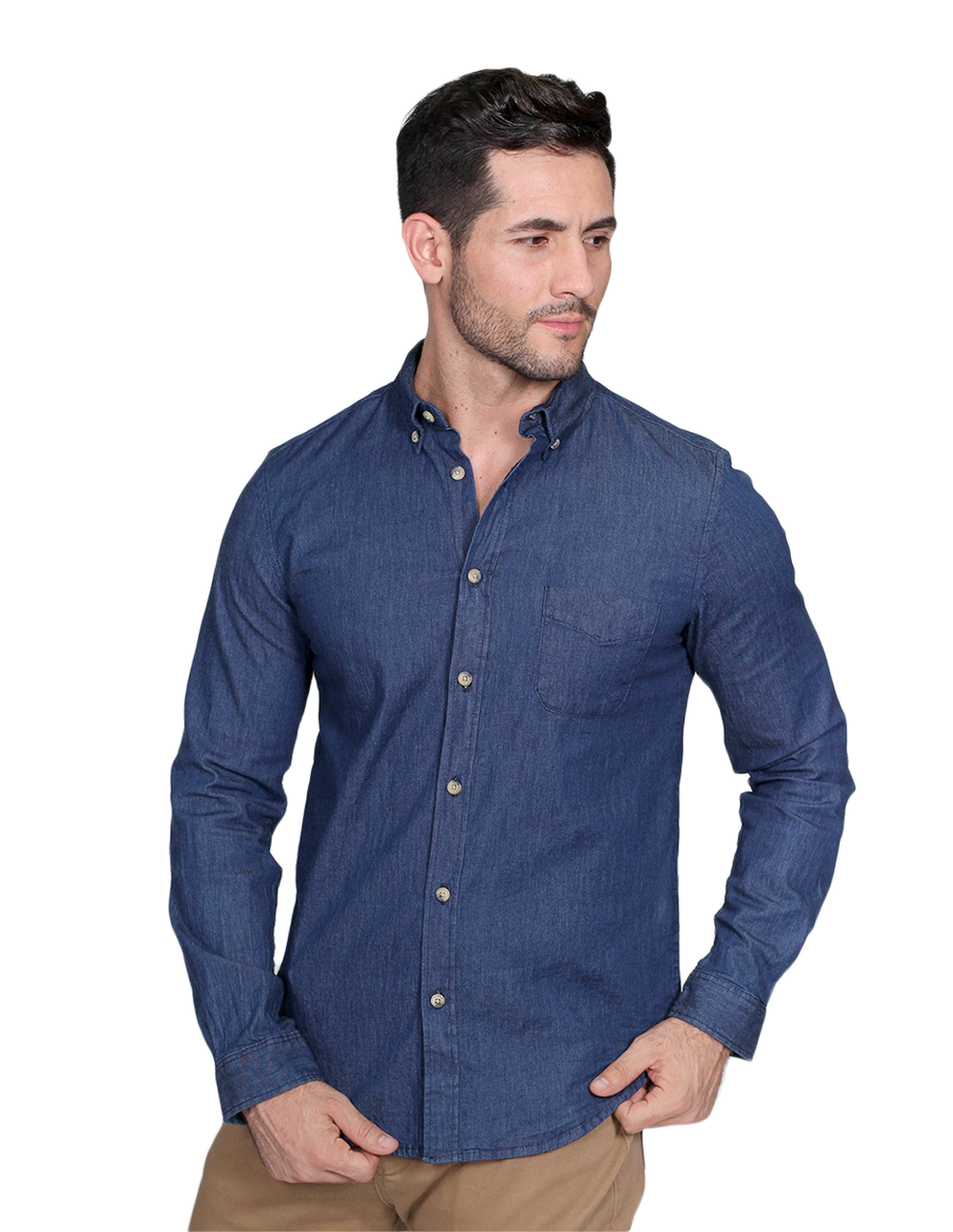 Camisas Para Hombre Bobois Casuales Moda Manga Larga De Mezclilla