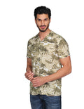 Camisas Para Hombre Bobois Moda Casuales Manga Corta Estampada Hawaiana Playa Relaxed Fit Olivo B22364