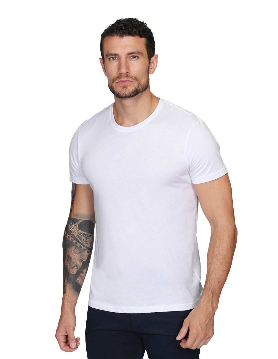 Playeras Para Hombre Cuello Redondo Basica APCR Blanco
