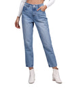 Jeans Para Mujer Bobois Moda Casuales Pantalones de Mezclilla Slim Mom Fit Tiro Alto Bleach V23107