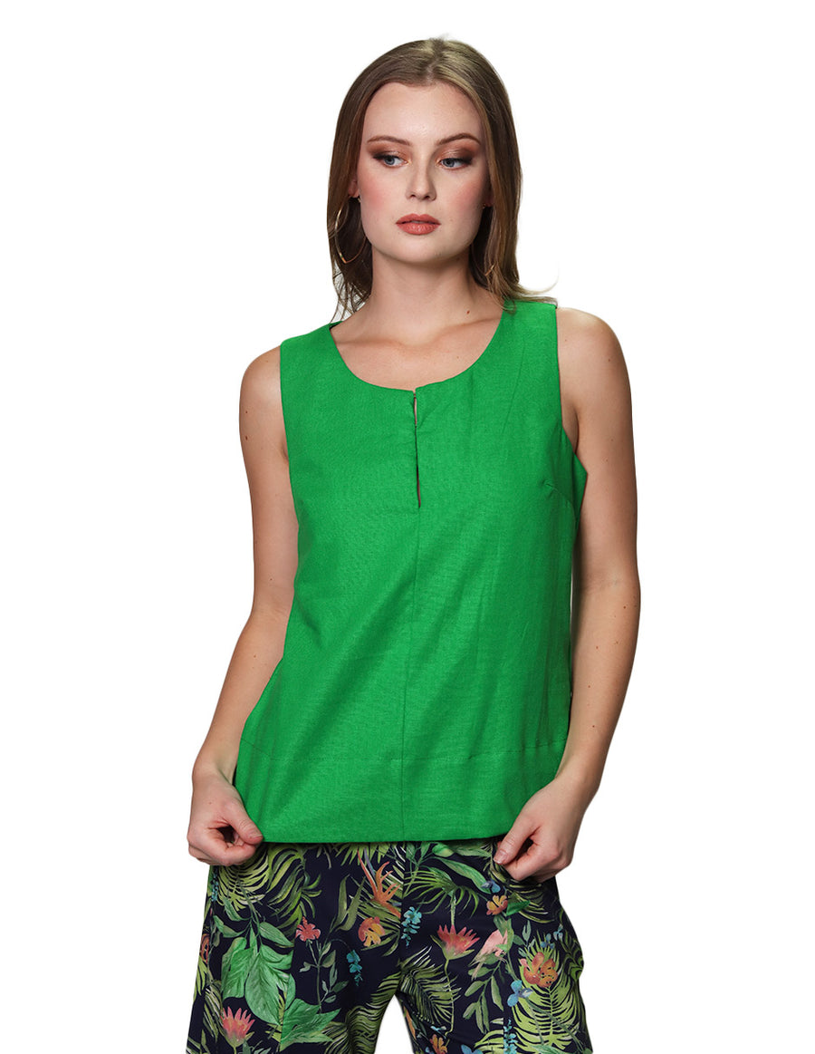 Blusas Para Mujer Bobois Moda Casuales Lino N31135 Verde