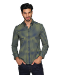 Camisas Para Hombre Manga Larga Cuadros Regular Fit Olivo B15216