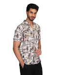 Camisas Para Hombre Manga Corta Estampada Relaxed Fit 5 B22360