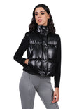Chalecos Para Mujer Bobois Moda Casuales De Piel Sintetica Abollonado Inverno Dama Acolchado Cuello Alto Negro R23200