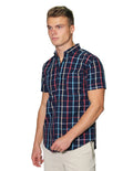 Camisas Para Hombre Bobois Moda Casuales Manga Corta Cuadros Regular Fit B31256 Coral